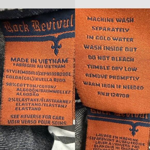 Rock Revival Evella Boot Jean Womens 32 Blue Boho Embroidered Fleur-de-Lis Denim - Picture 5 of 16